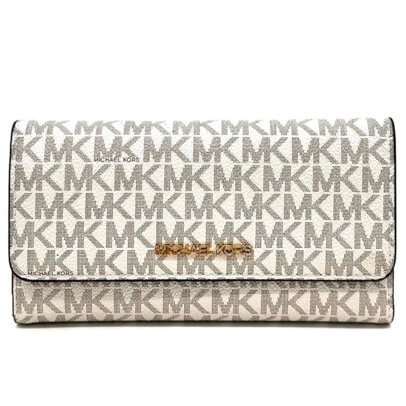 Michael Kors Large trifold Wallet Vanilla/Brown - Picture 2 of 7
